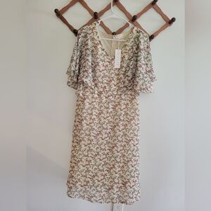 Roolee Floral Midi Dress - Cream and Red